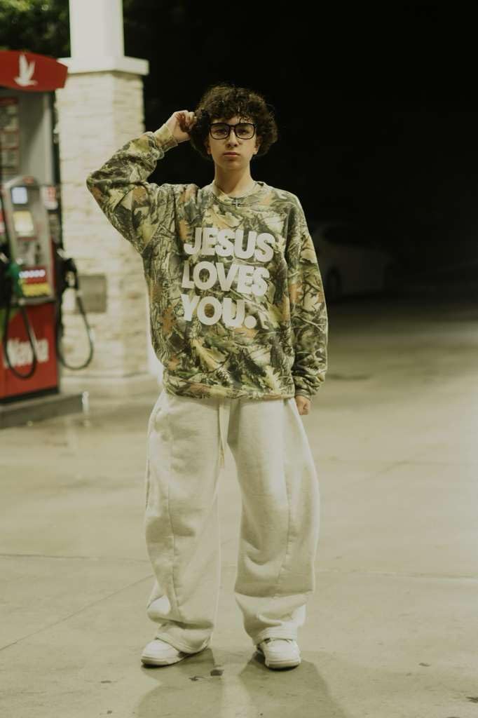 Jesus Loves You Camo Vintage Sweatshirt – Puff Print | Oversized Christian Streetwear