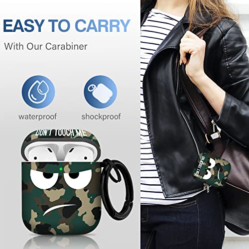 Image of for Airpods Case, Don't Touch Me for Airpods Cover with Keychain /Lanyard Soft Cute Shockproof Cover for Women Men Compatible with for Airpods 2 /1 Charging Case,Green
