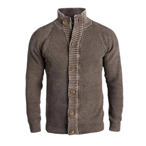 Cardigan tricoté de qualité supérieure à col montant pour homme