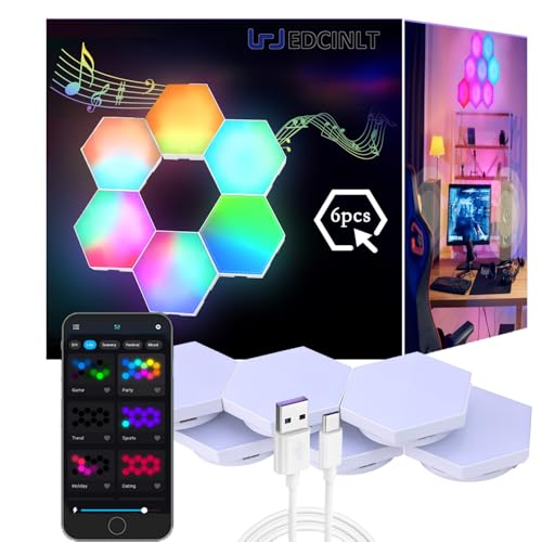 HEDCINLT Smart Hexagon Lights DIY Hexagon Led Light App & Remote Controlled & Music Sync Features...