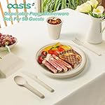 300PCS Disposable Paper Dinnerware Set for 50 Guests – Compostable Includes 50 Each 6" Dessert Plates, 9" Dinner Plates, Spoons, Forks, Knives and Napkins, Ideal for Parties (Natural) - Image 4