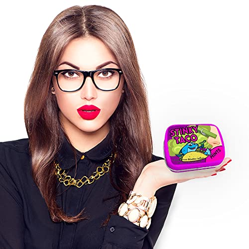 Funny Statement Mints - Breath Fresheners For Adults - Mens Gag Gifts, Stocking Stuffers, Candy Basket Fillers - Sugar-Free - Pocket-Size Metal Tins (Stinky Taco) #TOP5