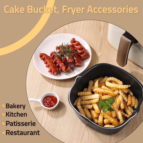 Tissting Kuchen Fass, Luftfritteuse Zubehör Antihaft Kuchen Ron Eisen Heißluftfritteuse Fritteuse Kuchen Backform Kuchenfass Air Fryer Zubehör Wiederverwendbar für HD9925 HD9860 HD9905 01(18cm)(18cm) – Bild 3