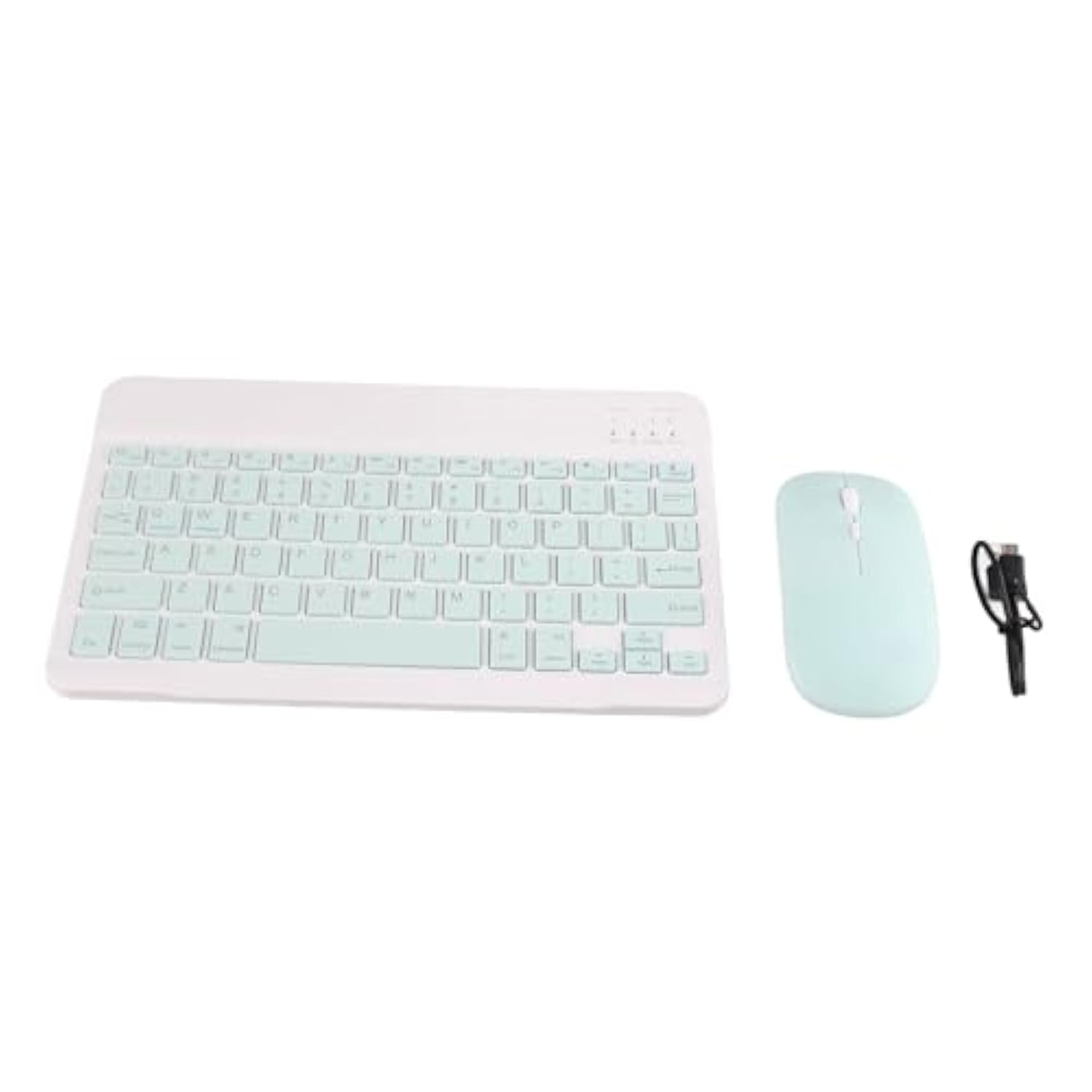 Wireless Keyboard and Mouse, 10 Inch Bluetooth Keyboard Set with USB Charging, Ultra-Thin Silent Wireless Keyboard with 1600 DPI Mouse for PC, Laptop(Green)