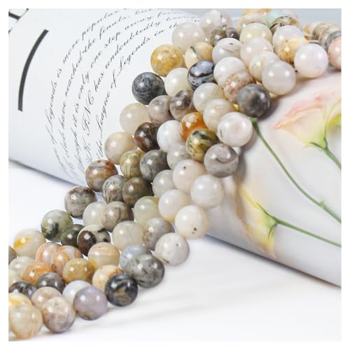 Cuentas para hacer joyas, cristal redondo de 4 mm, 85 piezas de ágata de hoja de bambú, piedras preciosas y cuentas de piedra