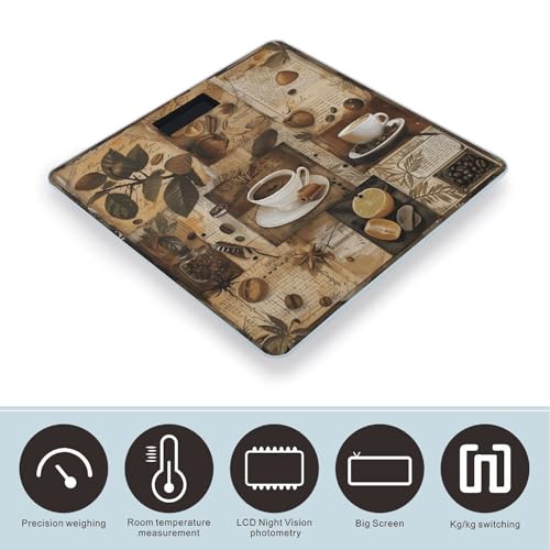 Báscula digital de baño Coffee Collage 26x26 cm vidrio templado miniatura 3