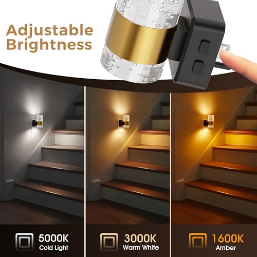 Image of Night Lights Plug into Wall, Dimmable Night Light with Dusk-to-Dawn Light Sensor, Soft White /Cool White /Amber 3 Light Color, Adjustable Brightness, Rotatable plug, Bubble Nightlight for Hallway