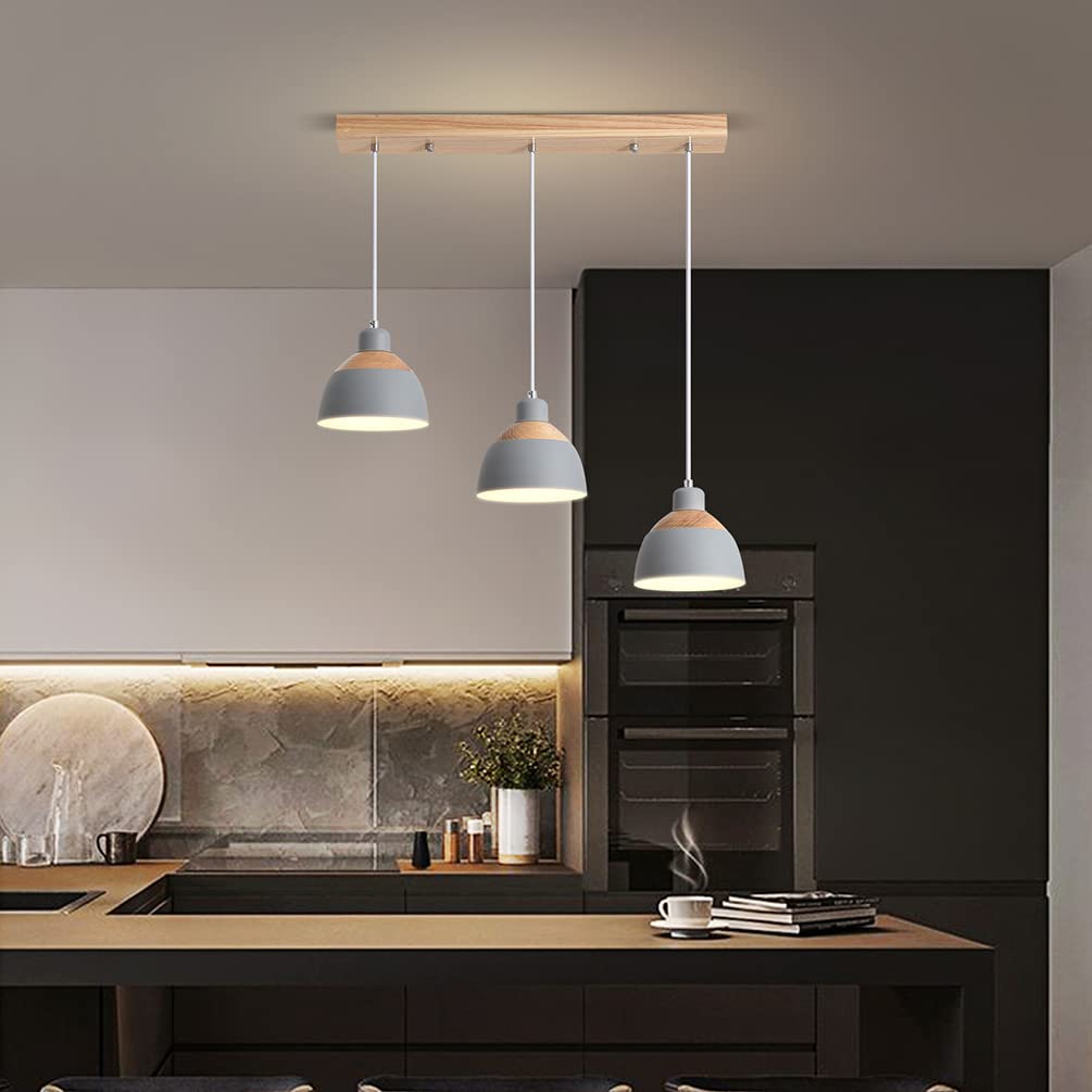 Lampada Sospensione Vintage Ouglres - Legno E Alluminio, Regolabile, E27, Per Cucina, Sala Da Pranzo, Camera - Foto 4