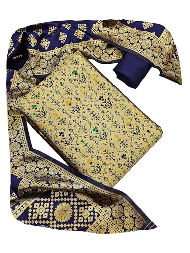 Image of EthnicJunction Women's Woven Silk Blend Banarasi Silk Unstitched Salwar Suit Dress Material with Dupatta