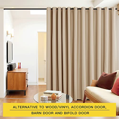 Image of NICETOWN Verical Blinds for Living Room Bedroom Dining Sunroom Basement Wall Divider, Room Dividers Space Screens Partitions, Extra Large Blackout Curtain (1 PC, 20ft Wide x 8ft Long, Biscotti Beige)