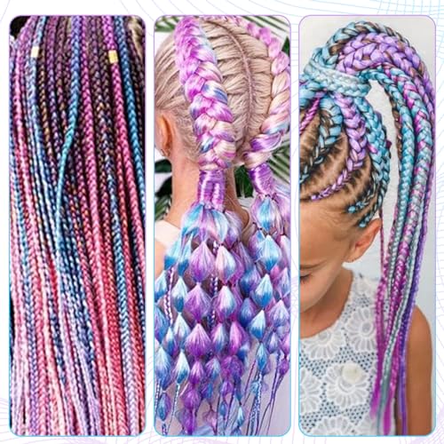 Leogony 2PCS 4 Tone Hair Extensions for Braiding Mermaid Fake Braids Hair, Plait Coloured Synthetic Wig - Image 2