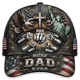 Custom Best Dad Ever Patriotic 3D Cap,250th Anniversary America Eagle Fist Bump Custom Names, USA Flag Baseball Hat, Gift for Dad, Father’s Day, Grandpa, Personalized Father's Gift