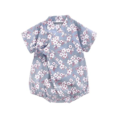Generisch Babykleidung Baby Blumenmuster Retro Für 0 bis 3 Babyoverall Niedliches Babytuch Klamotten Baby (Blue, 3 Years)