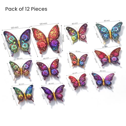 Image of Rangoli 3D Multicolor Butterfly Wall Stickers with Magnet | Removable Self Adhesive Wall Decor for Living Room, Bedroom, Kids Room | Wall & Iron Surface Decoration. Design-23