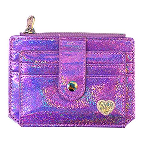 RFID Blocking Holographic Glitter Credit Card Holder Slim Card Case Wallet Women Girls Cover