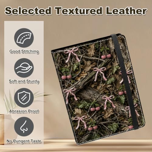 Image of Photo Album 4x6 120 Photos with Strong Elastic Band, Pink Bow Camo | Large Capacity Premium Leather Picture Album, Portable Wallet Albums Photo Book for Family Anniversaries Wedding Baby