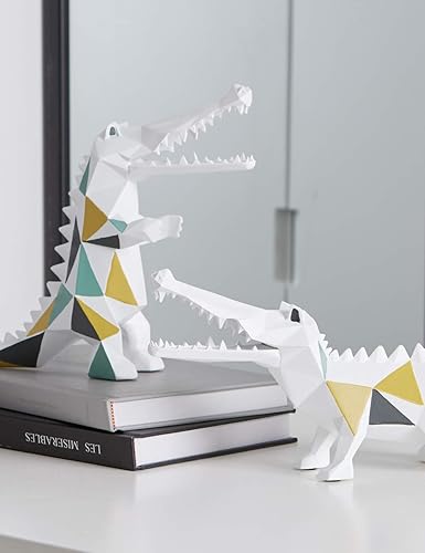 Miniatura 9 de HAUCOZE Estatua de escultura de cocodrilo, decoración de animales, artes modernas, poliresina, regalos para el hogar, 6.7 pulgadas