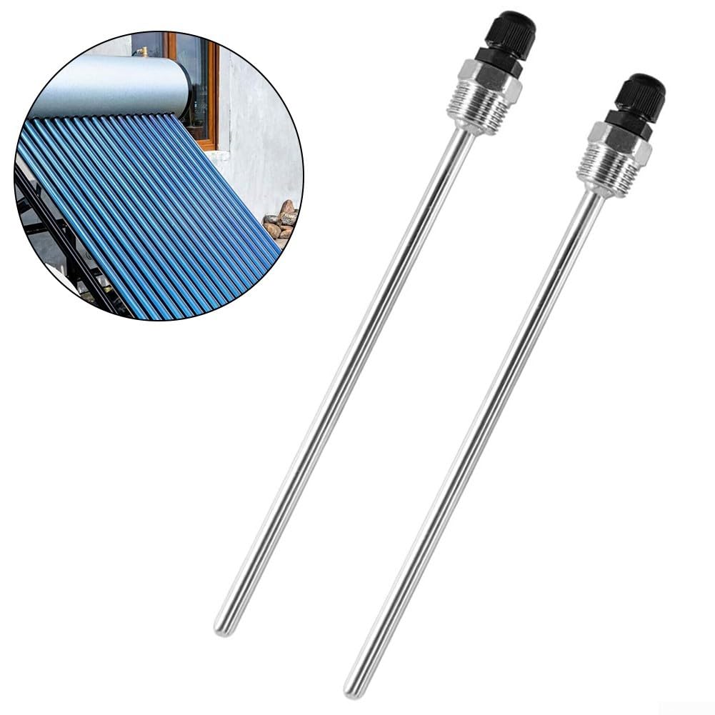 Lot de 2 tubes thermopuits à immersion en acier inoxydable pour capteurs de température (8 x 500 mm)