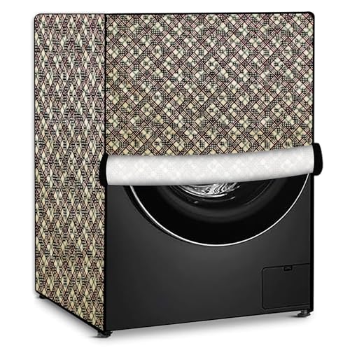 Image of Stylista Waterproof Front Load Washing Machine Cover Compatible for Haier 8 kg, Luxury Pattern Yellow