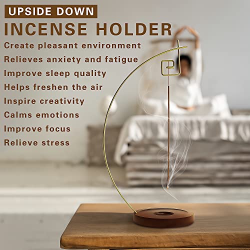 Incense Holder For Sticks, Upside Down Incense Holder, Incense Stick Holder With Ash Catcher, Wood Decorative Incense Holder For Massages Yoga Meditation Aromatherapy, Easy To Empty And Clean #TOP1