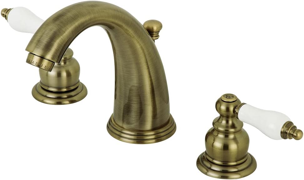 Kingston Brass KB985PL Victorian Widespread Lavatory Faucet, Porcelain Lever Handle, Oil Rubbed Bronze