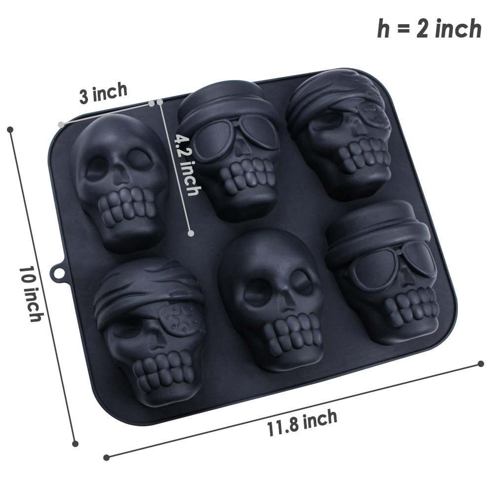 Webake Totenkopf-Kuchenform aus Silikon, Gelatine-Kuchenform, Totenkopf-Pizza-Backform