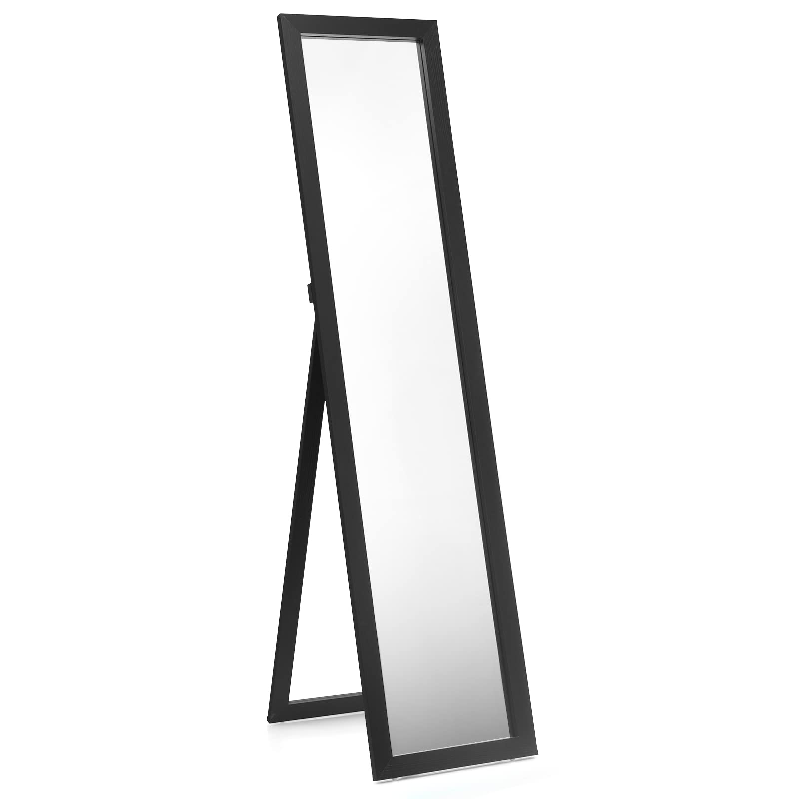 GIANTEX Miroir sur Pied Mural Design 2 en 1 Cadre en Bois 37 x 155 cm Noir