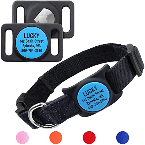 Gotags Personalized Airtag Dog Collar, Pet Collar With Airtag Holder Gps Tracker For Dogs And Cats, Up To 4 Lines Of Custom Text, Track Pets With Apple Iphone, 15 Color Combinations, Small #TOP23