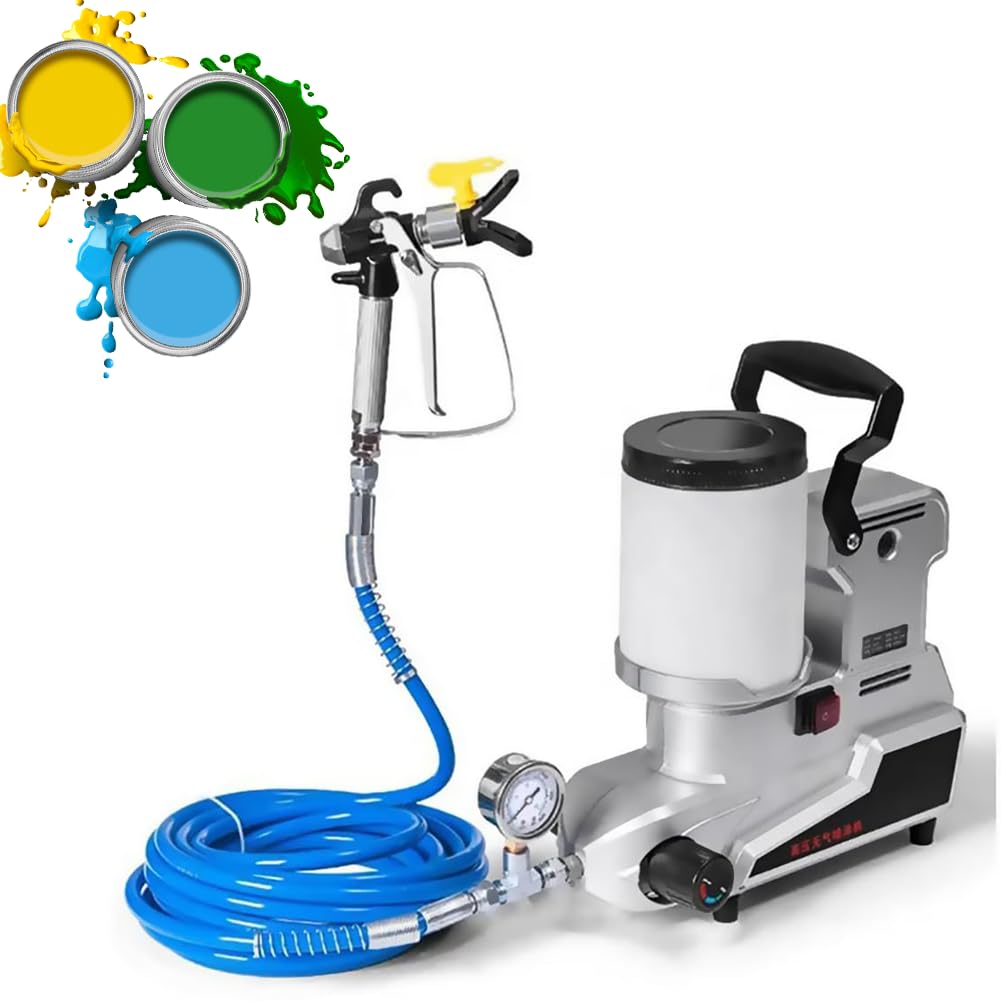 Rociador de Pintura a Alta presión, 1600 W Machine de Pintura de Aerosol eléctrica sin Aire con presión Ajustable, Manguera de 16.4 pies, tolva de 2.5 litros, para Paredes, Muebles, techos