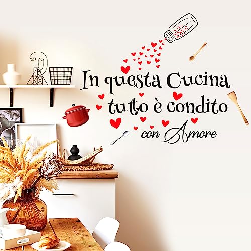 Adesivi murali cucina frasi in questa cucina tutto è condito