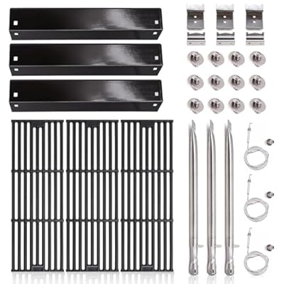 Criditpid Replacement Parts for Char Griller 5050, 5650, 2121, 3001, 5072, 2123, 2828, 3030, 4000, King Griller 3008 5252, Grill Grates Heat Plate and Burners for Char Griller 5050 Replacement Parts