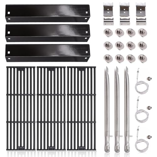 Criditpid Replacement Parts for Char Griller 5050 5650 3001 5072 3030 3008 4000 5252 King Griller 3008 5252 Grill Grates Heat Plate Burners and Ignitor for Chargriller Parts Replacement