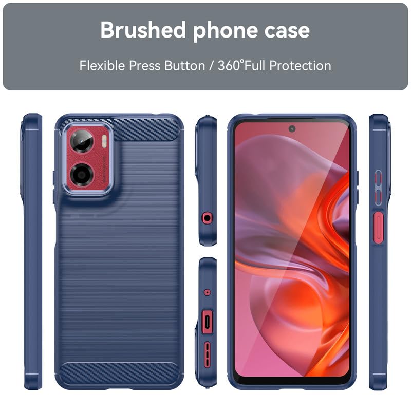 Image of Hybrid Carbon Fiber Back Case for Moto G05 (Blue)