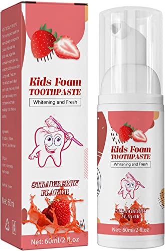 Gokame Dentifrice en mousse pour enfants, 60ml Élimine les taches de dents, Dentifrice en mousse pour les tout-petits, Nettoyage buccal (Strawberry)