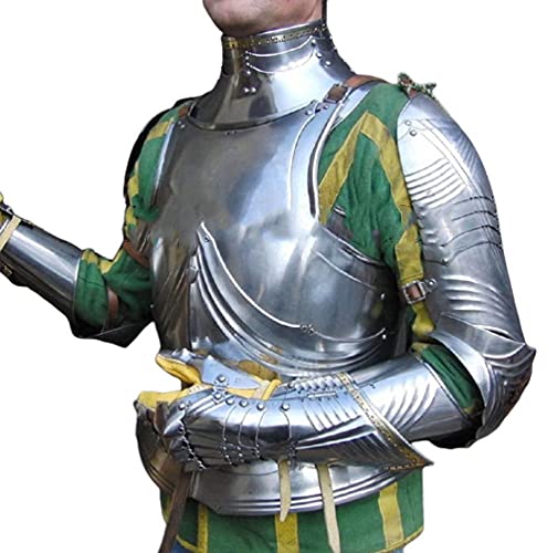 Classic Medieval Armour Bevor + Arm Set + Breastplate Halloween Costume