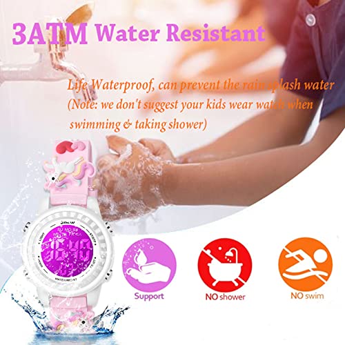 Image of Kids Watches 3D Cartoon Waterproof 7 Color Lights Toddler Wrist Digital Watch with Alarm Stopwatch Birthday Gift for 3-10 Year Boys Girls Little Child