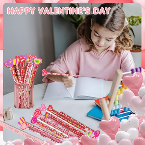 24 lápices de grafito para San Valentín con borrador gigante miniatura 5