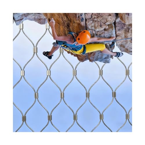 HBOOMOEM 304ステンレススチールワイヤーロープネット、柔軟なステンレススチールロープメッシュ、盗難防止/落下防止メッシュセーフティネット、階段、バルコニー、安全ゲート、手すり、動物園などに適しています。(25*2.5m/82.1*8.2ft)