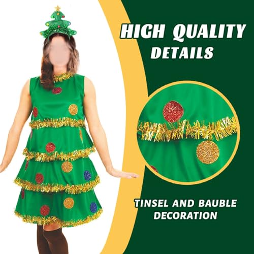 Ensemble Noël vert femme pour déguisement arbre festif cosplay 5 pièces