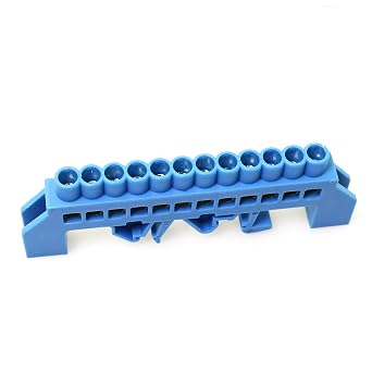 Terminal Block Terminal Bus Bar 12 Positions Screw Brass Terminal Grounding Strip Block DIN Rail Type Bottom Seat