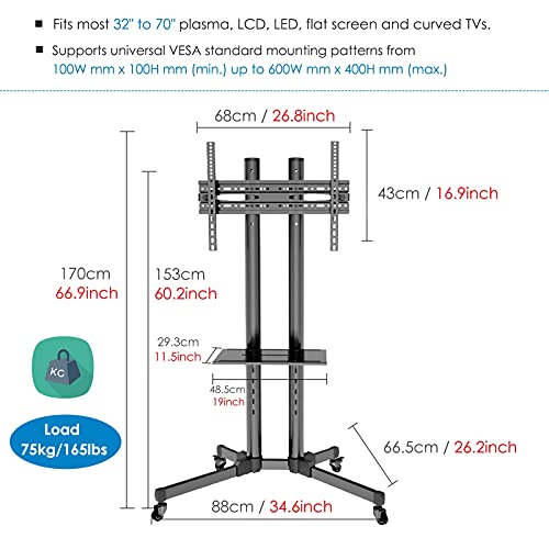 Soporte móvil para TV de piso con ruedas para 32-70 pulgadas miniatura 7