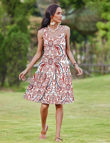 Image of Zeagoo Womens Summer Sundress Boho Floral Casual Tank Dresses with Pockets Sleeveless Tiered Swing A Line Beach Dress