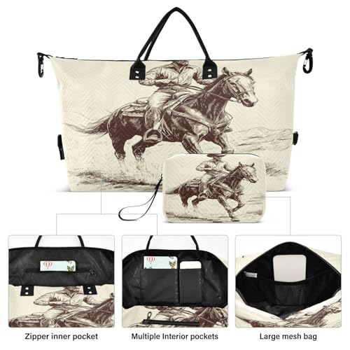 Western Cowboy Travel Duffel Bag Large Capacity Weekender Bag with Toiletry Bag Detachable Shoulder Strap Travel Tote Bag for Women2
