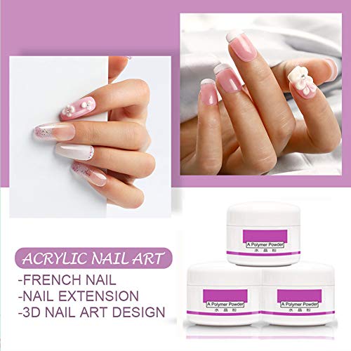 Acrylic Nail Kit,Pink White Clear Acrylic Powder and Liquid Set, False Nail Tips Acrylic Painting Brush Manicure Tools Set Nail Art Glitter Powder Rhinestones