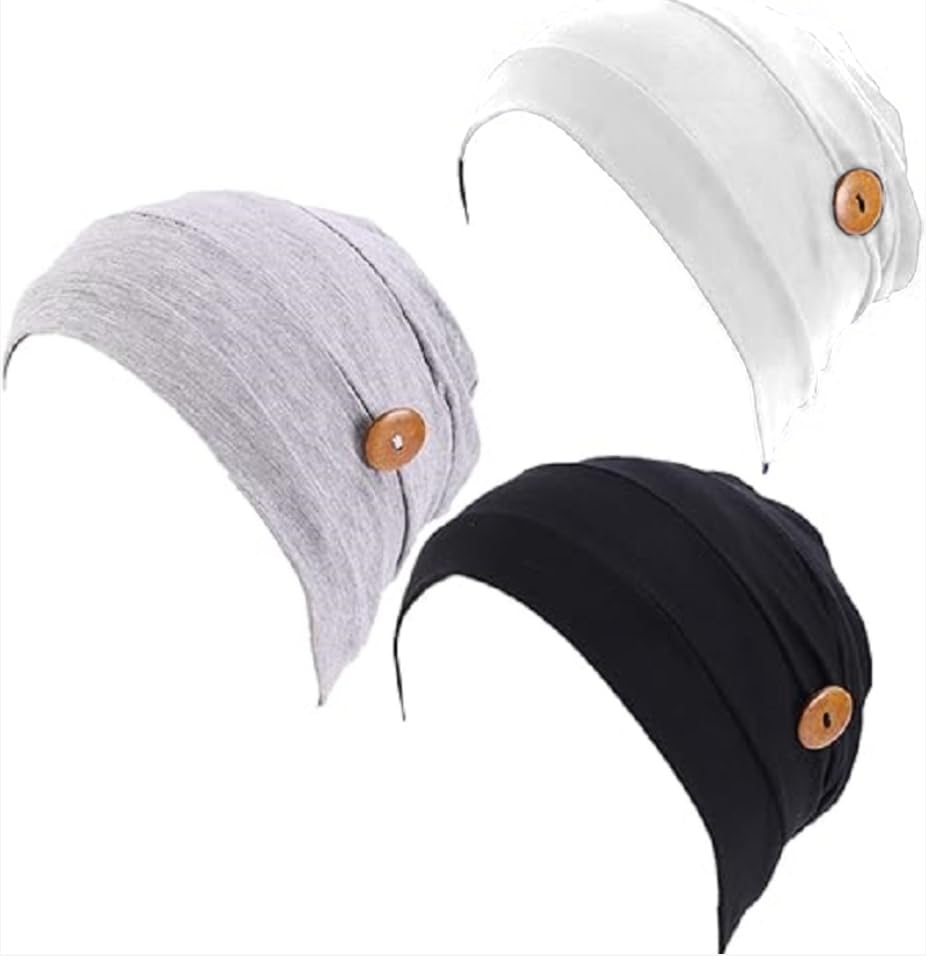 GenericWorking Cap with Buttons Women Scrub Cap Yoga Sports Beanie Workout at Home Turban Headwrap Protect Ears Chemo Hats