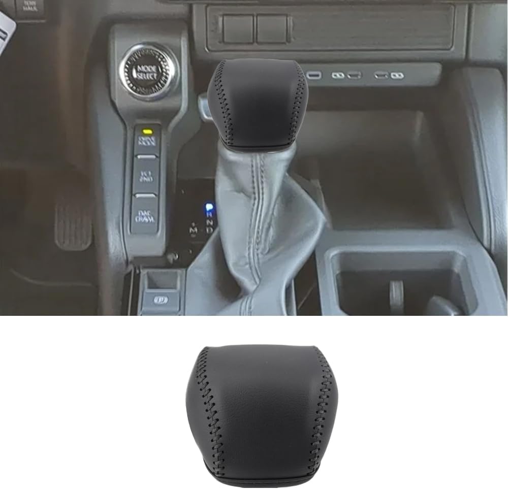 XITER For Genuine Leather Gear Shift Knob Cover Car Protect Accessories Case For Toyota Land Cruiser 2024 2025(Red Stitches)