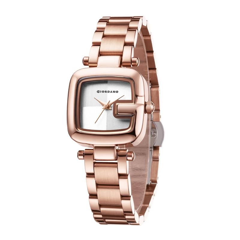 Image of Giordano Monogram Watch for Women Dial with Metal & Leather Strap Fashionable Design, Water Resistant Quartz Analog - Perfect for Casual & Office Wear