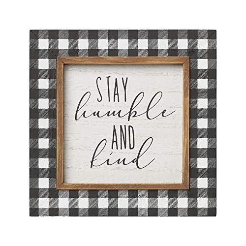Collins Painting 'Stay Humble and Kind' Rustic Plaid Wood-Framed Sign