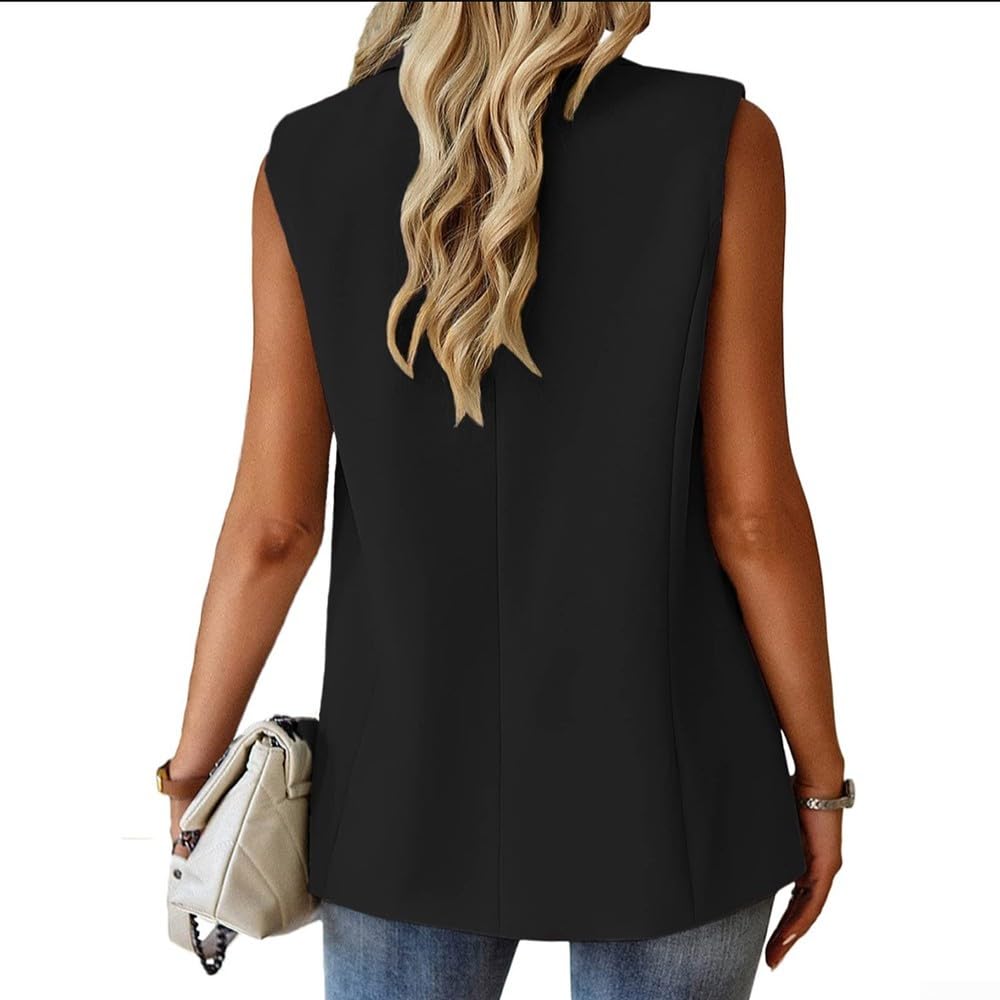 Chaleco sin mangas para mujer, color liso, con botones, con bolsillos, para el trabajo, yoga, ciclismo, playa, vacaciones, verano, chaqueta ligera