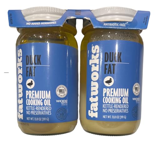 Fatworks Duck Fat Premium Cooking Oil, Kettle Rendered, No Preservatives, Pack of 2 – Gourmet High-Heat Animal Fat for Frying, Roasting & Sautéing